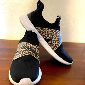 adidas cloudfoam black leopard sneakers